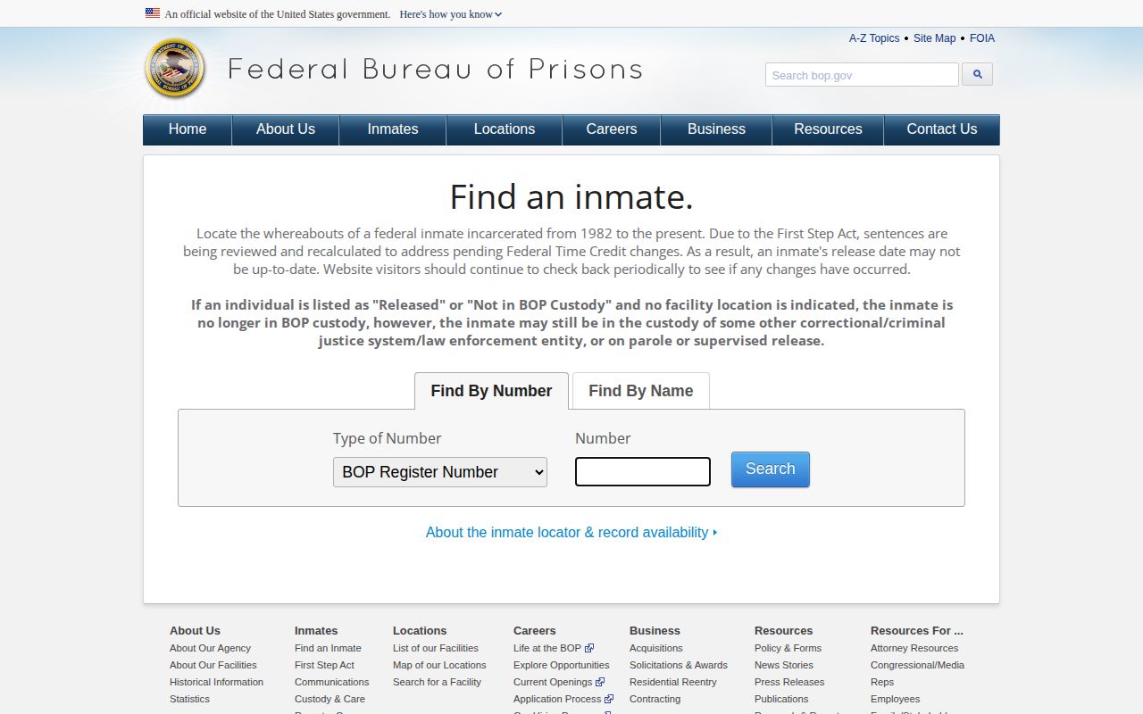 Miami-Dade County federal inmate custody record locator