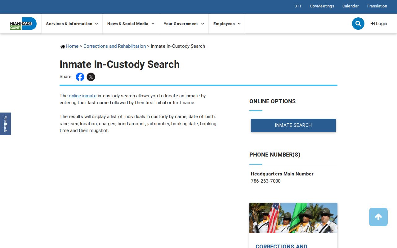 Miami-Dade County MDCR booking record and mugshot field guide
