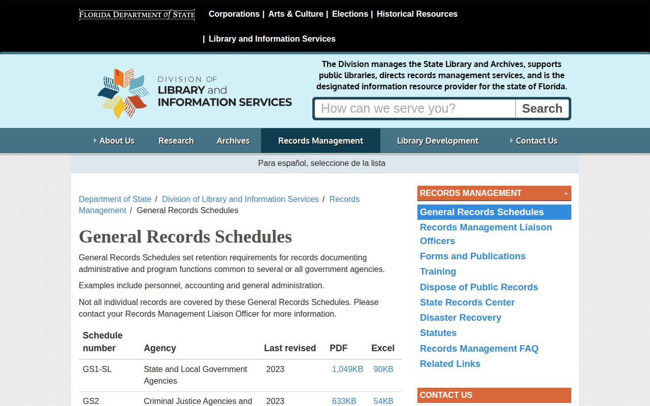 Miami-Dade County booking record retention schedule guidance